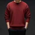Ankela Red Dopamine low collar thickening polyester pullover sweater in Aili small silk red, front view