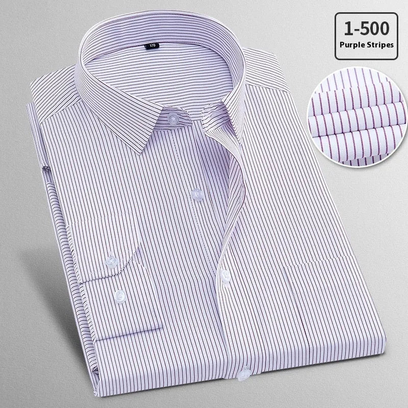 Men's white flax linen long sleeve business shirt showing Pink Diagonal and Red Plain colour options