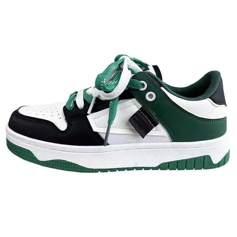 Low-top casual sneakers with synthetic leather upper, stitched detailing, and vulcanised rubber sole in white