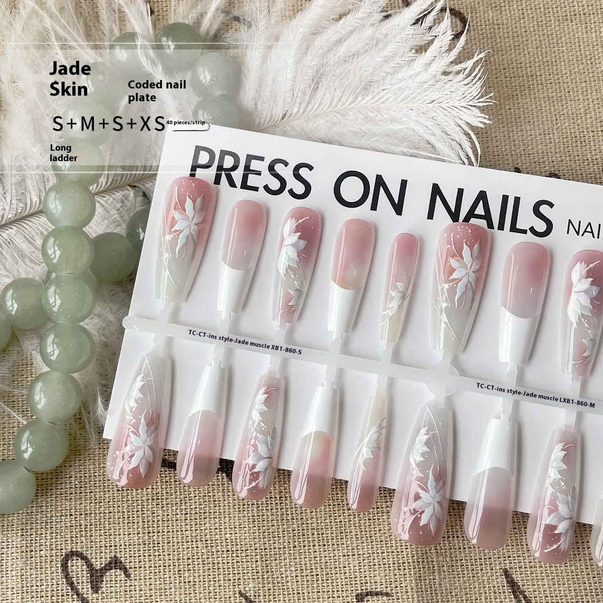 Sweet Cool Ancient Style nail stickers 40 pieces Ins Style Jade Leather retro ultra-thin seamless ladies