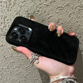 Magnetic velvet iPhone case in silver grey colour with shockproof hard case design