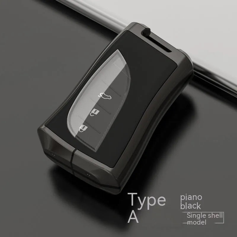 Ling Zhi car key protective case in zinc alloy and TPU, shown in multiple colour options.