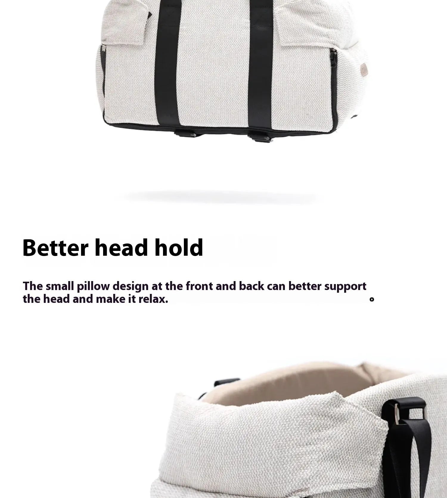 Beige white foldable pet car nest and bed for small dogs and cats