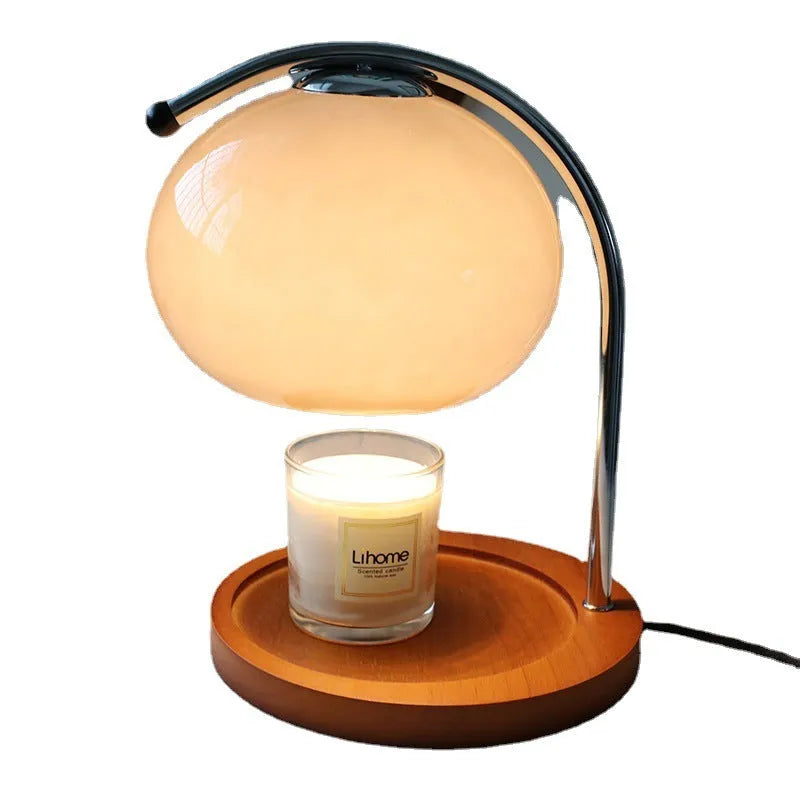 Bedroom glass atmosphere decorative light table lamp solid wood iron base 20cm height 28cm three colour