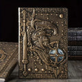 A5 leather notebook with embossed 3D warriors relief design on the cover