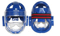 Karate protective helmet for boxing training in multiple colours including white, blue and red variants