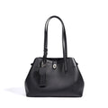 Large capacity genuine leather bucket bag for women in elephant grey or black with top grain cowhide and inner pockets