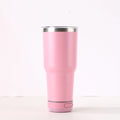 30oz Bluetooth Audio Cup in pink with 304 stainless steel insulation, showing speaker and drink opening