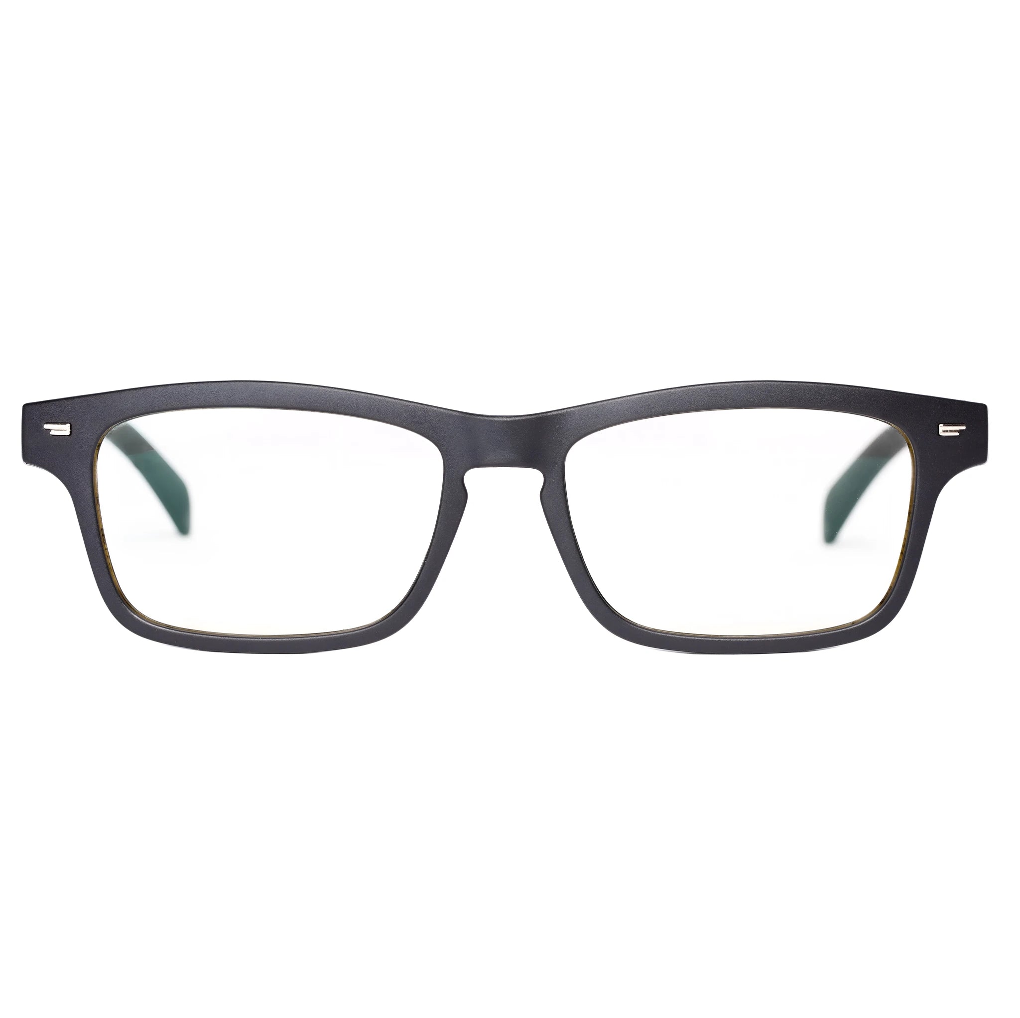 Semi-open Bluetooth smart glasses with PC+ABS frame on a glasses case.
