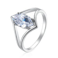 Personalised ling-shaped zircon ring for women, copper construction, white colour option, shown on finger