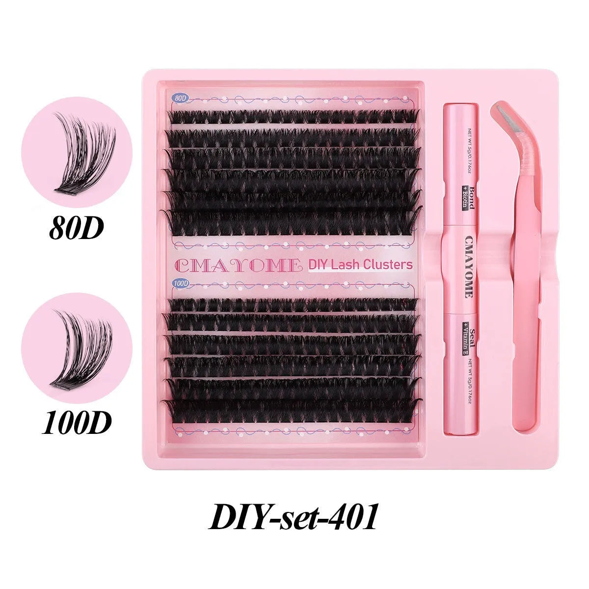DIY single cluster false eyelashes set with artificial fibre lashes for natural thick mixed split-type looks