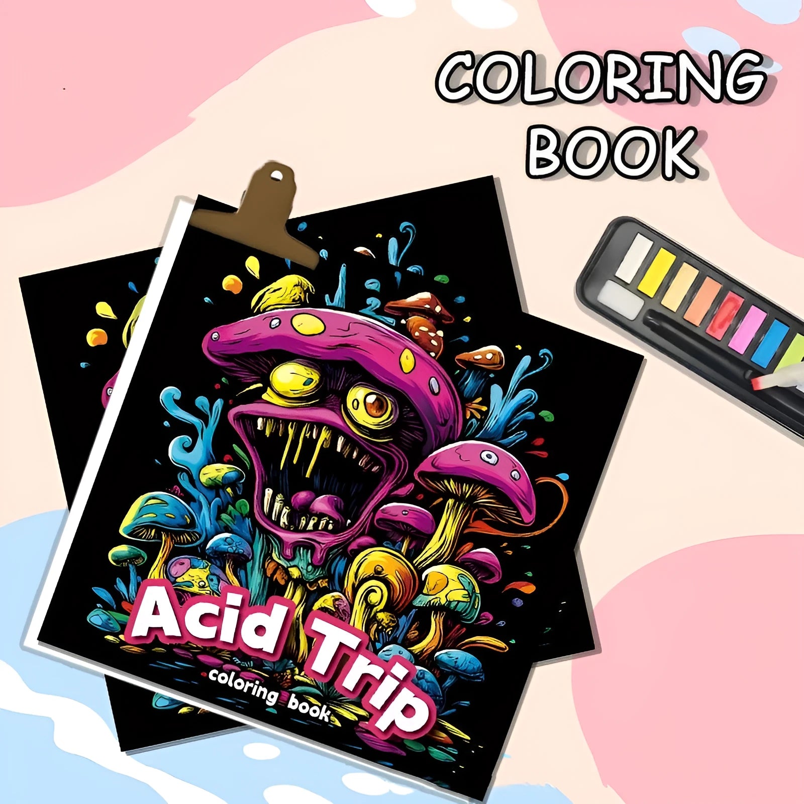 Acid tour colour painting book measuring 200mm in length with paper pages