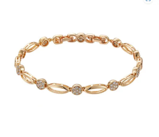 Golden hollow carved copper bracelet with a U-shaped design for women.