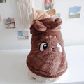 Cartoon embroidered coral velvet hooded pet vest in pink colour on a white background