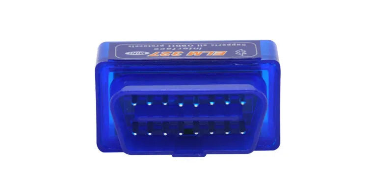 Compact black OBD2 Bluetooth diagnostic scanner with ELM327 chip for car engine fault code reading