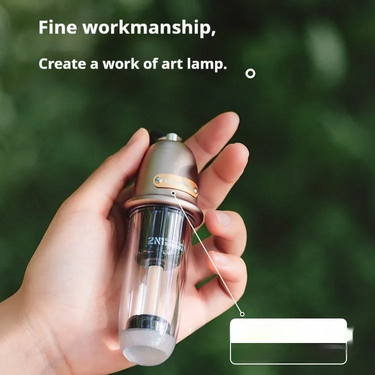 Portable camping lantern tent light in Misty Brown or Starry Night Black with hanging rope and Type-C cable