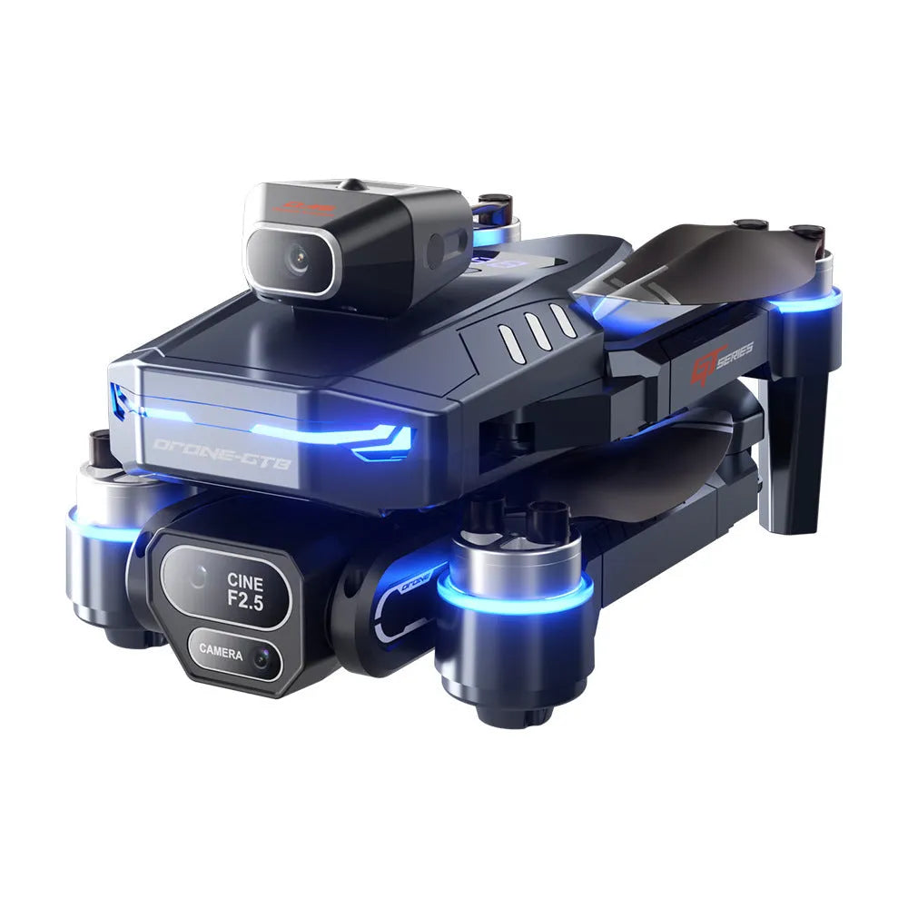 GT8 quadcopter with 4.3-inch screen controller, black plastic frame, brushless motor, optical flow hover, under 30cm size