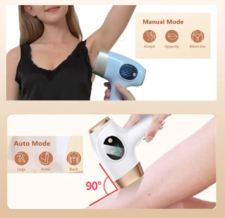 Home-use electric hair removal device with high-intensity pulsed light for full-body hair removal and photonic skin rejuvenation, EU or US plug option