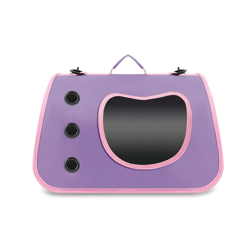 Medium capacity pet crossbody bag in Oxford cloth shown in various solid colour options