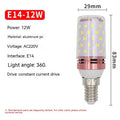 E14 screw base LED corn light bulb showing 60 yellow LED beads and three colour temperature settings.