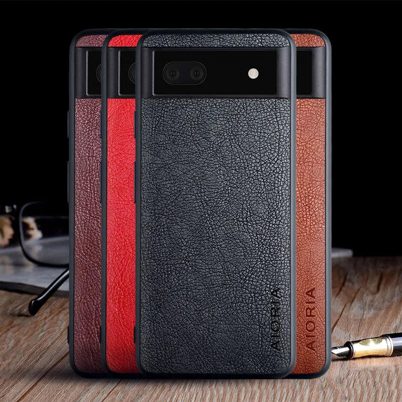 Google Pixel 6 series phone case with lychee skin texture in classic business style