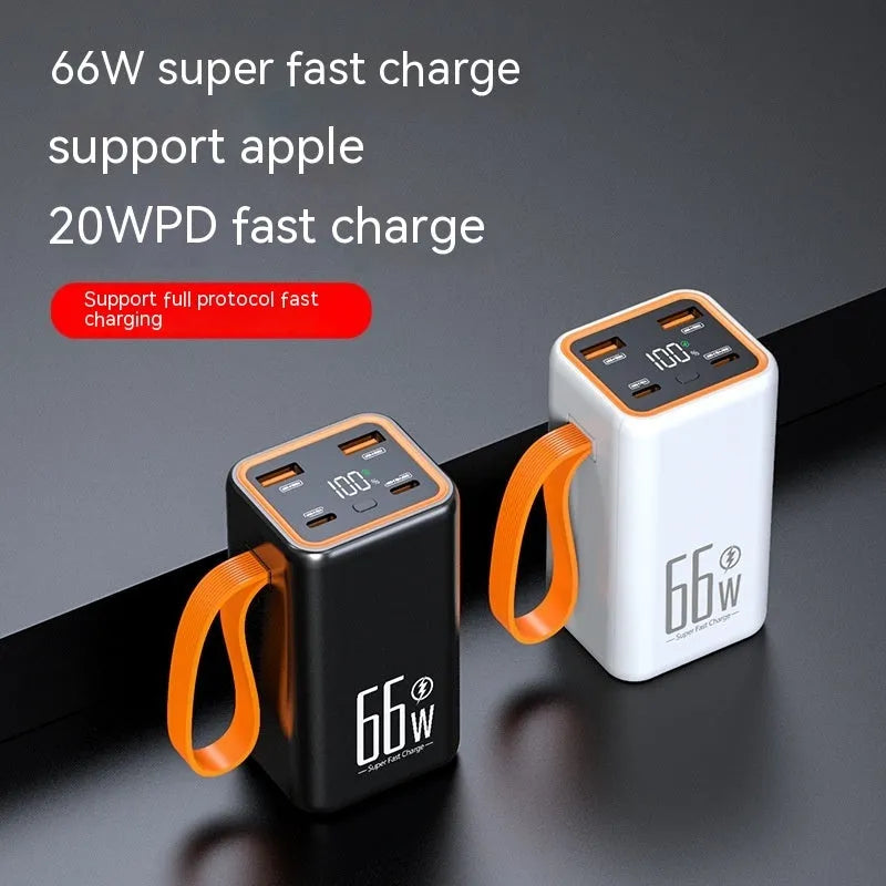 Black and white PD66W fast charge 20000 mAh creative design power bank.
