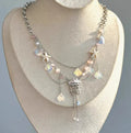 Frosted deep-sea jellyfish necklace and earrings with 30mm to 35mm pendant and under 10cm extension chain
