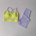 Women's quick-drying yoga pants and sleeveless tank top sportswear set in nylon-spandex blend
