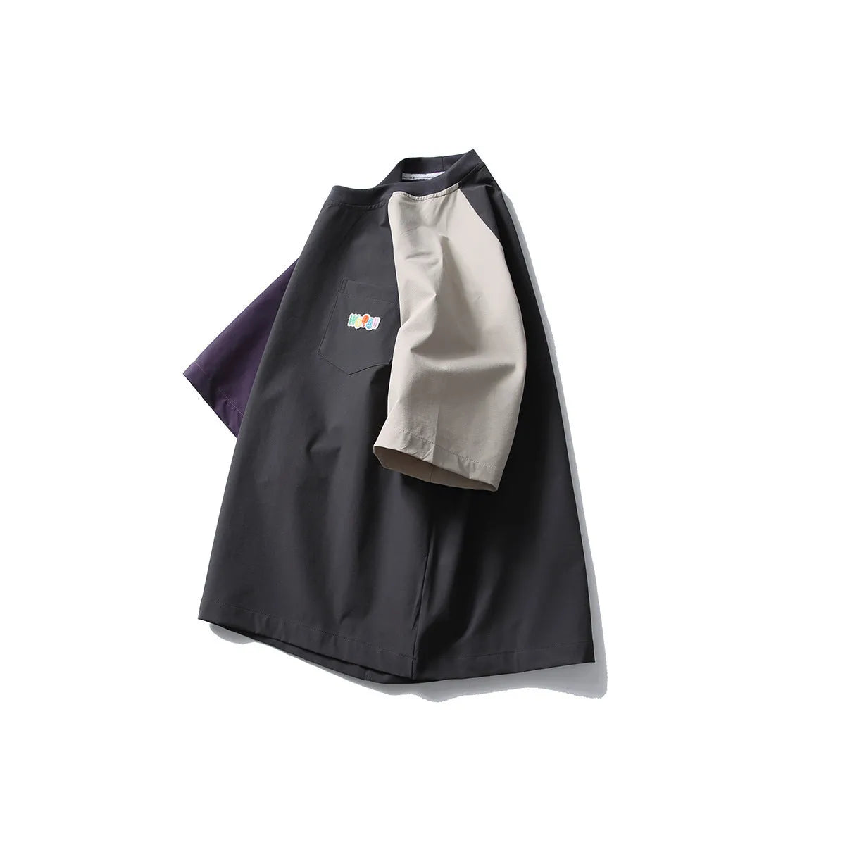 Dark grey quick-dry raglan sleeve t-shirt with contrast colour detailing