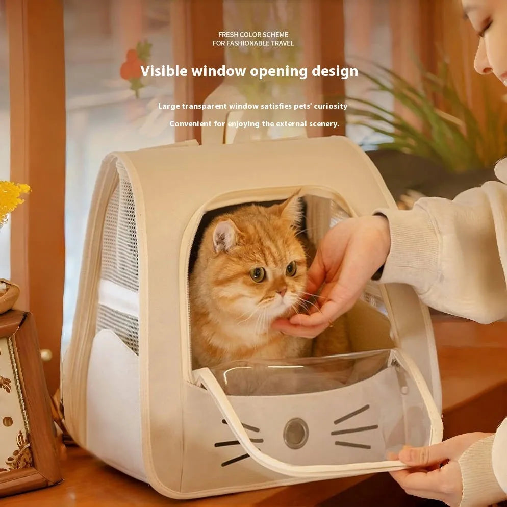 Foldable Oxford cloth pet carrier bag with animal pattern, 7.50kg capacity, in beige colour