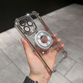 Magnetic rotatable ring bracket drop-resistant phone case for iPhone, PC shell, four-corner airbag, dark night purple colour