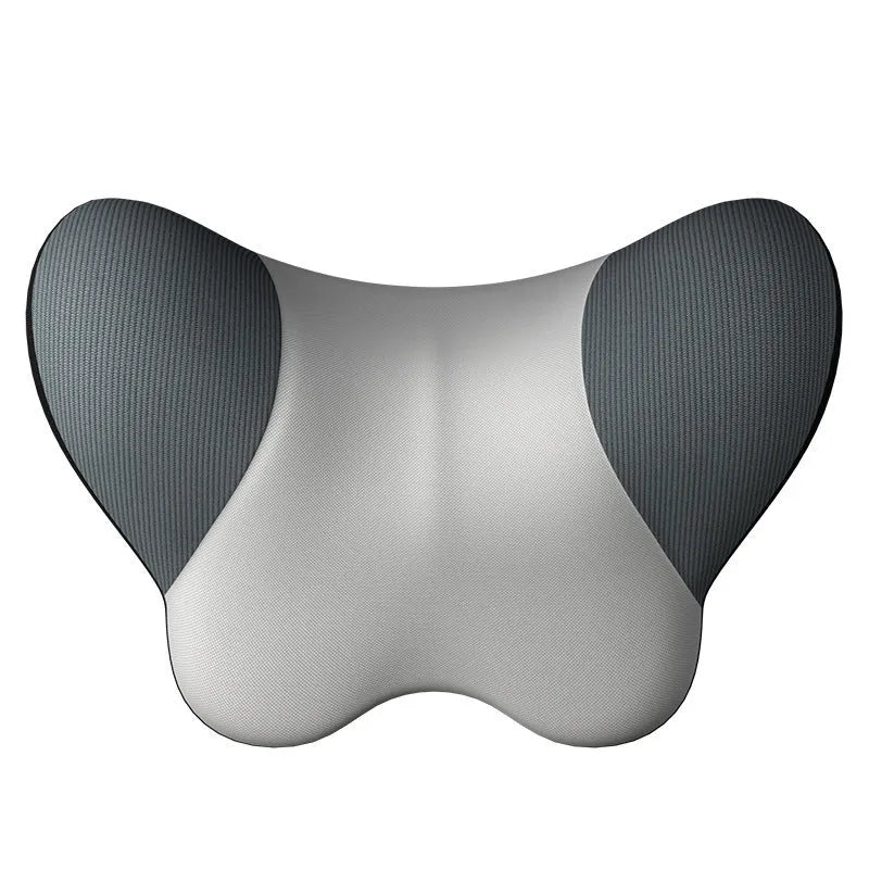 Memory foam car headrest pillow with nylon knitted fabric cover in black and red colour option