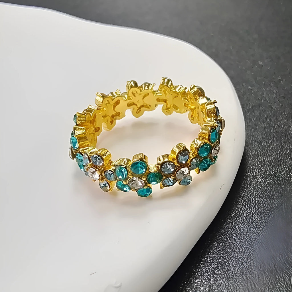 Creative full diamond elephant design fashion ring in electroplated alloy on a hand.