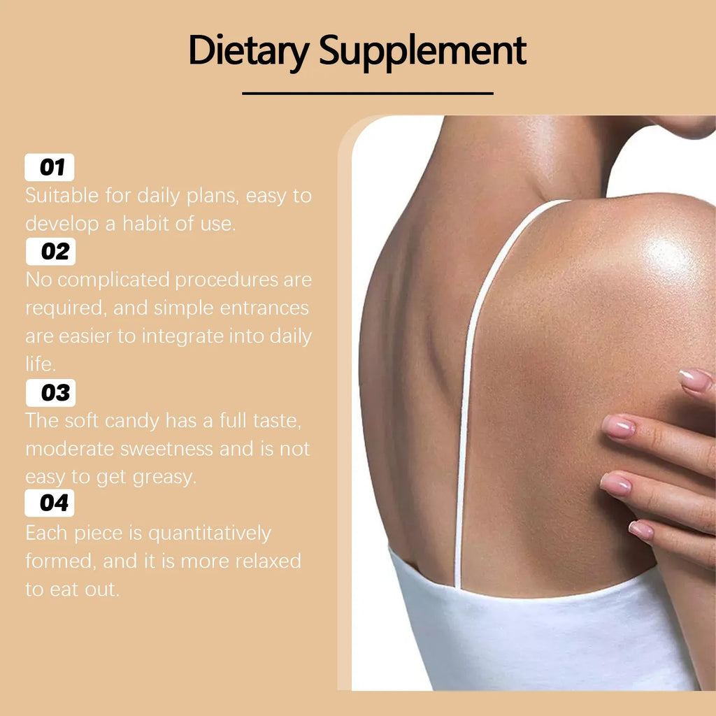 BUSHAID Tanning Gummy Candies dietary supplement with 60 soft candies for skin treatment support