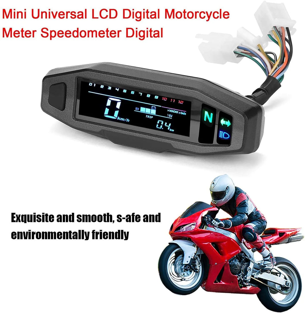 Black motorcycle mini LCD speedometer and oil gauge display on a 4.1-inch screen.