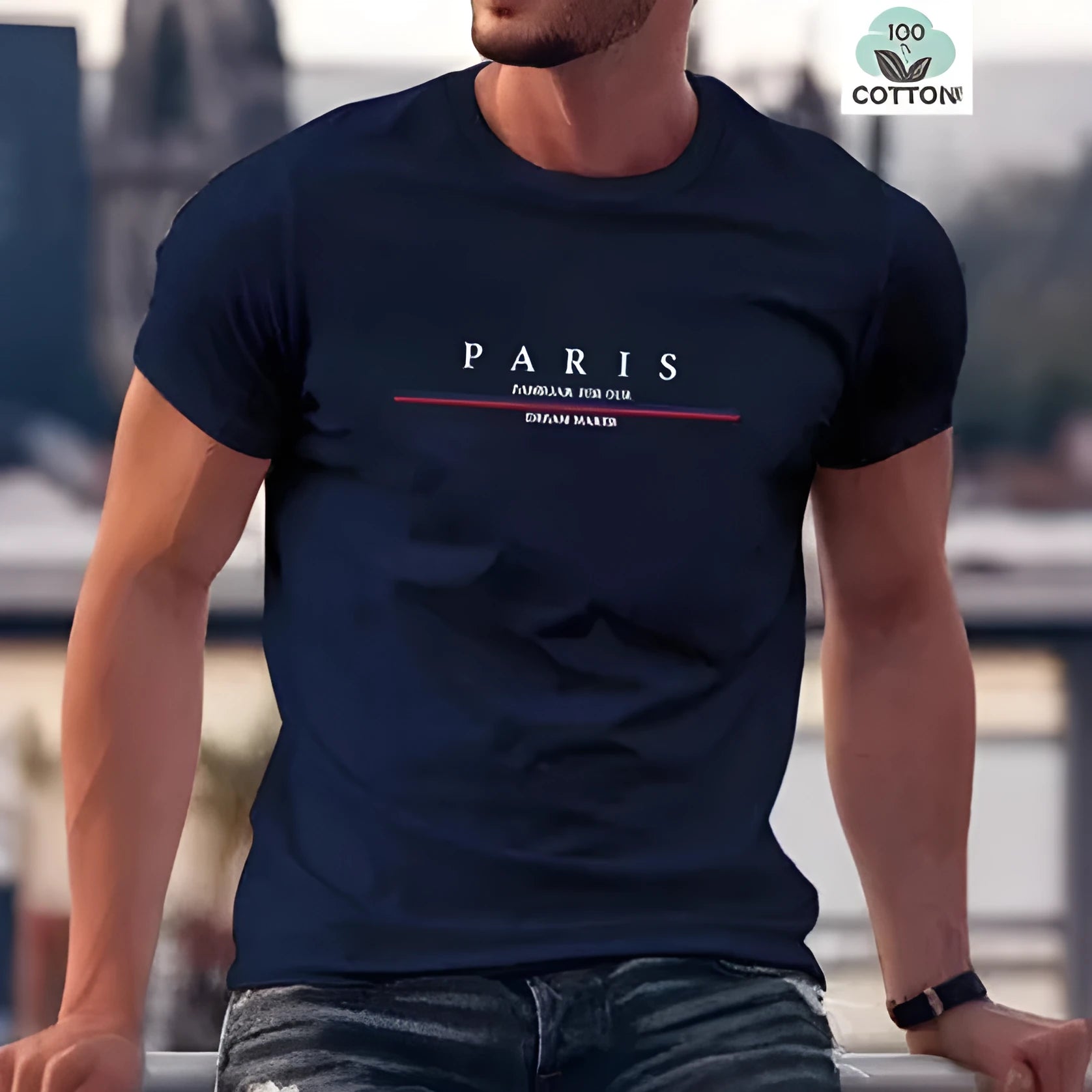 Heavy pure cotton men's short-sleeved T-shirt with letter printing in loose fit.