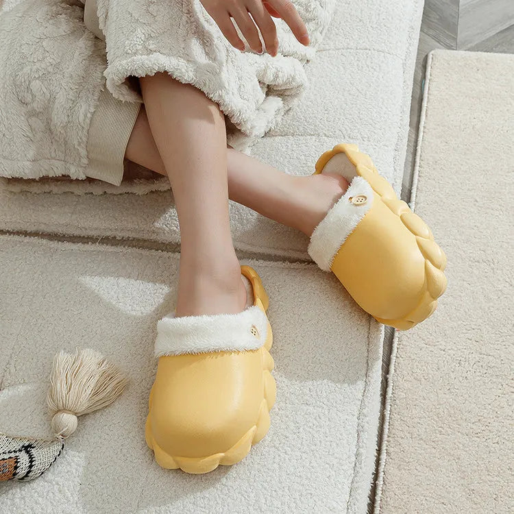 Detachable waterproof EVA overshoe slippers with plush lining, non-slip sole, five colours, sizes 36-45