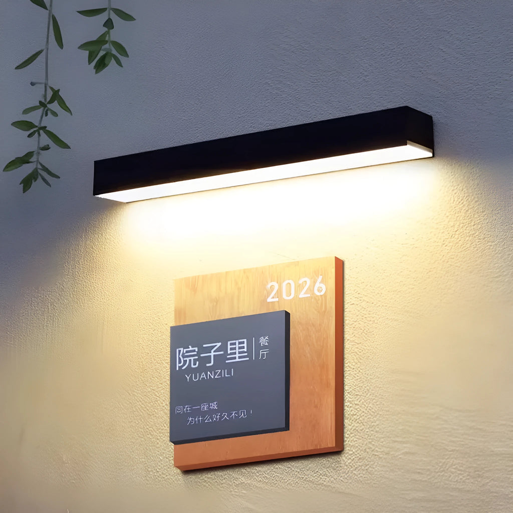 Black ABS plastic solar wall lamp for outdoor garden lighting with IP65 weather protection