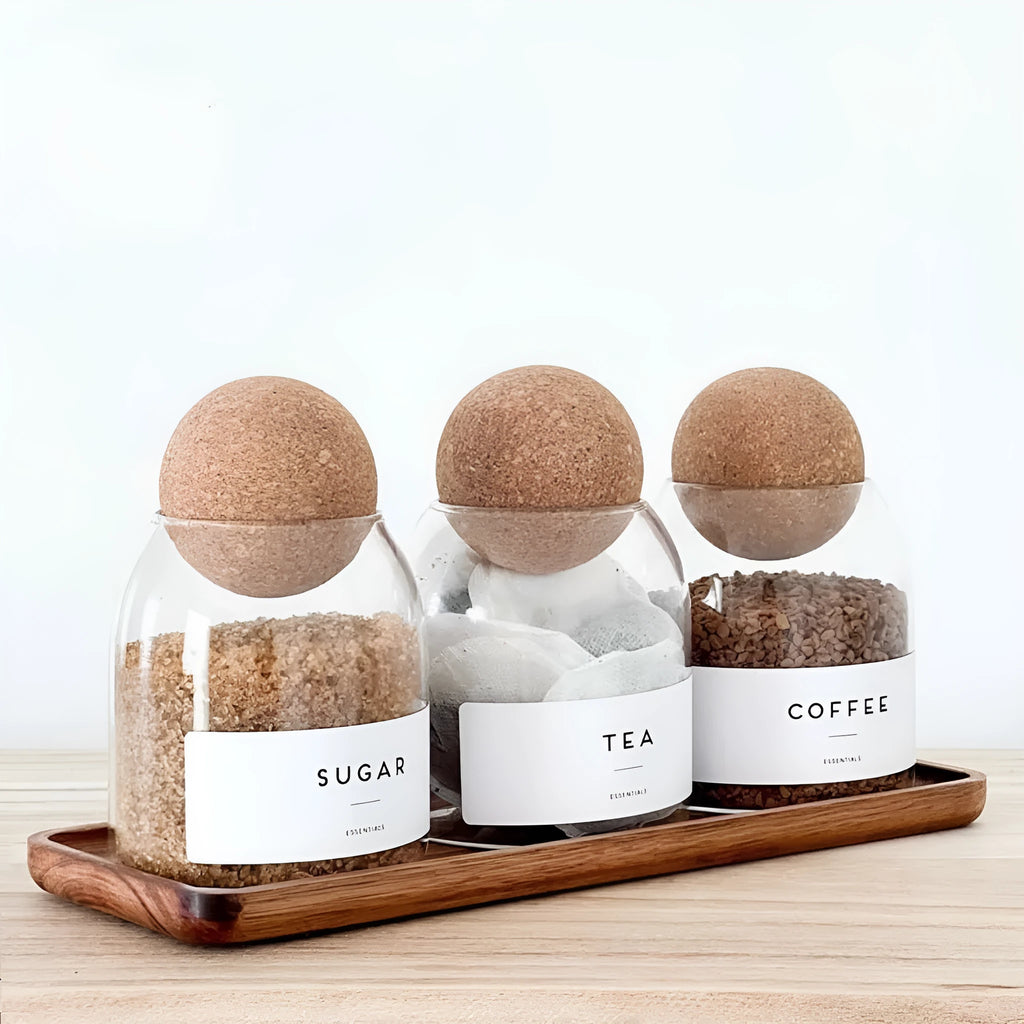 Glass food storage tank three-piece set spherical transparent design modern simplicity