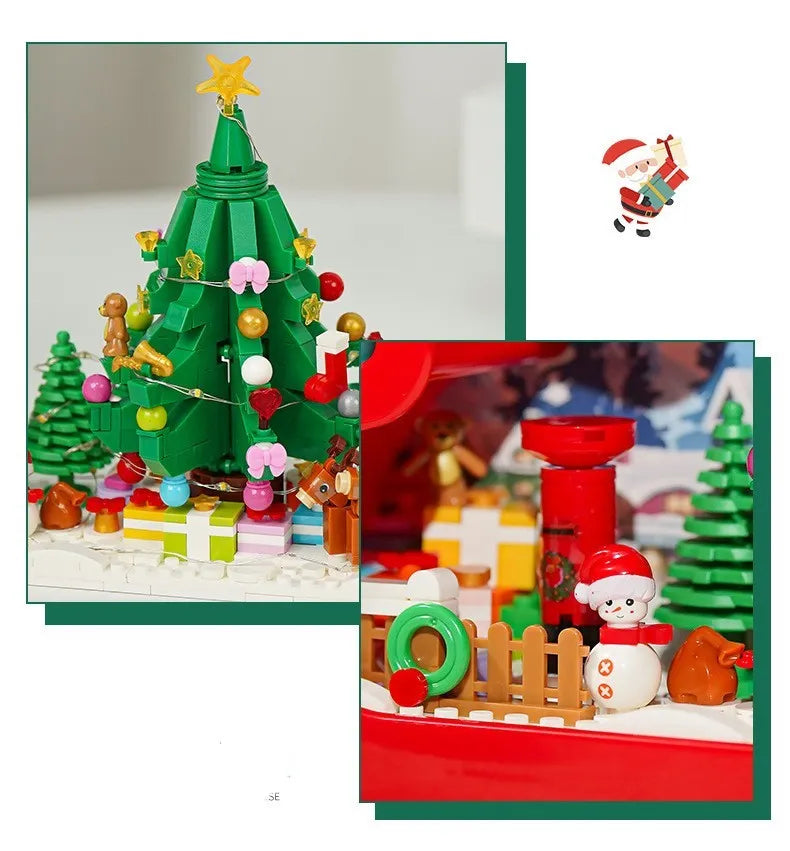 Christmas building block cloud night lamp with decorative mirror frame and LED table light
