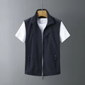Men's slim-fit rabbit fur vest waistcoat with hood in army green colour