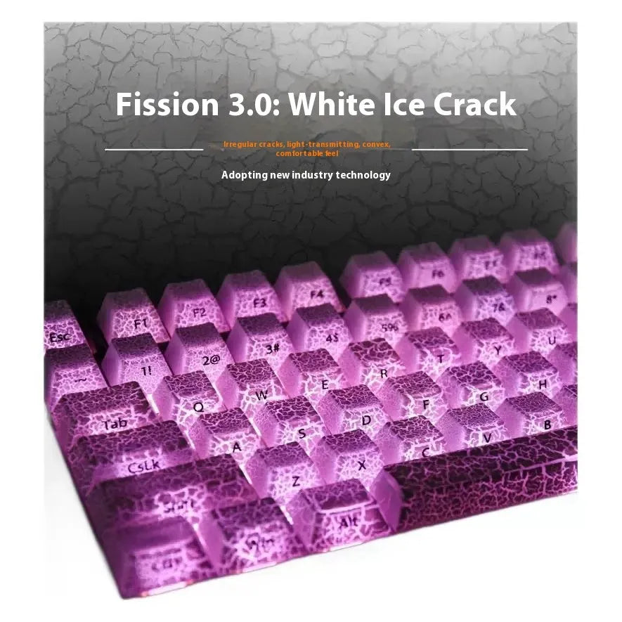 White transparent mechanical keyboard keycap with white double stitching detail for Qingying switches.
