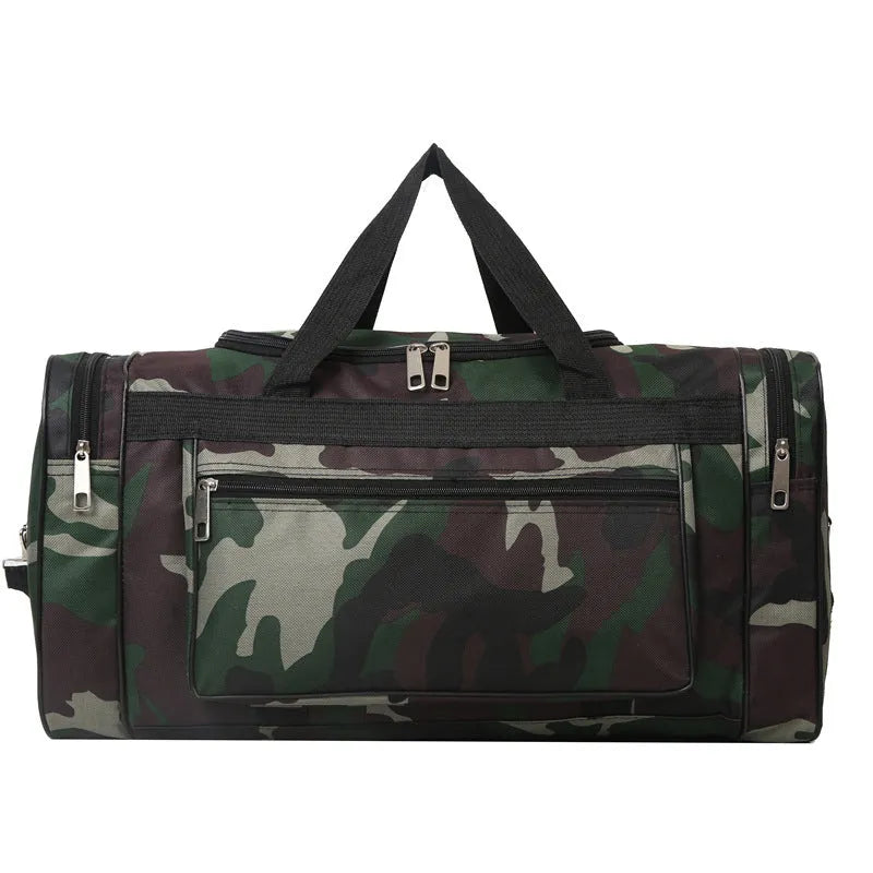 Camouflage pattern luggage bag with waterproof fabric construction and 20L capacity