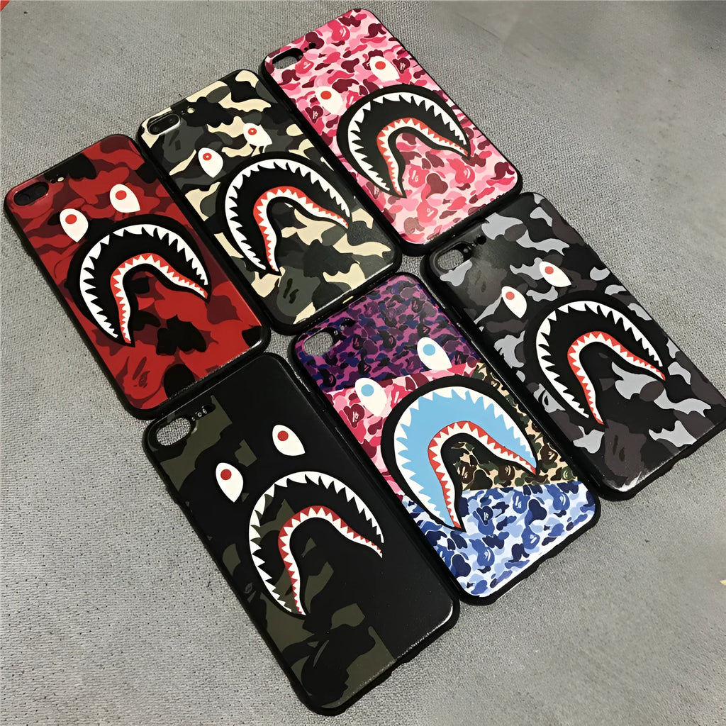 Frosted silicone phone case with all-edge coverage in shark mouth red colour for iPhone