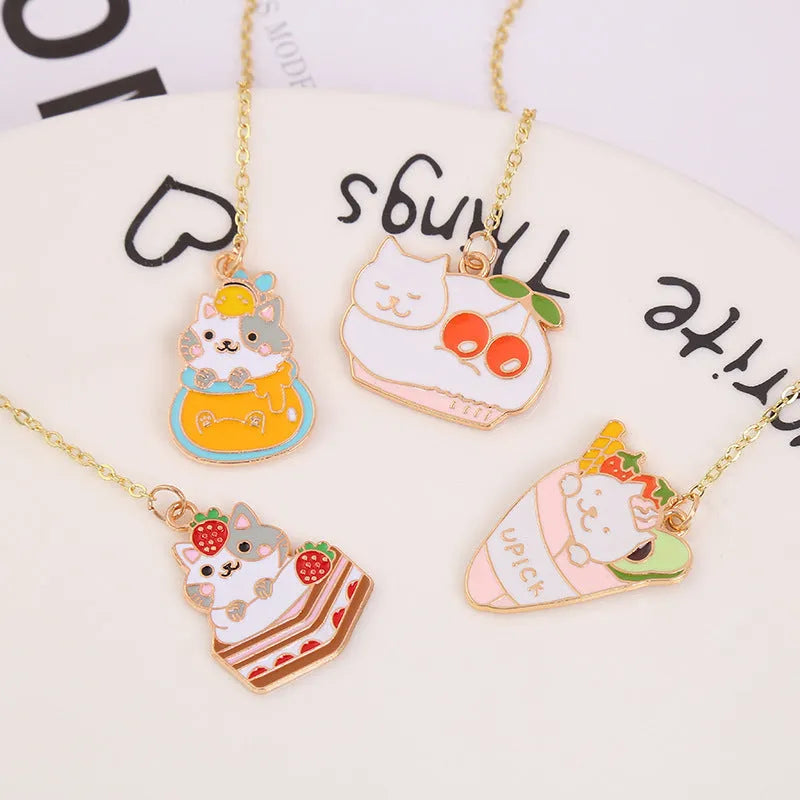 Jane Lime cartoon cat metal bookmark with food-themed designs measuring 3.8cm by 18.3cm