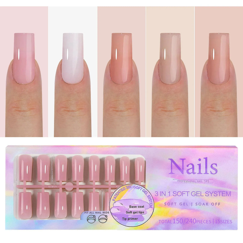 Removable seamless nail stickers in eight nude colour variations for women