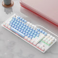 87-key green axis mechanical keyboard with blue and white mixed light and plastic casing