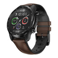 Black Ticwatch Pro X smartwatch on wrist showing time and heart rate on its dual-layer display.