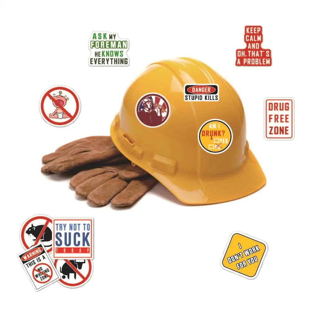 50 pack waterproof warning stickers for motorcycle helmets with bright film coating