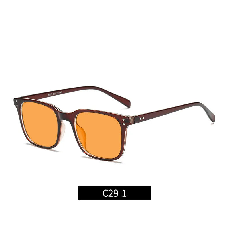Orange tinted anti-blue light and UV protection glasses with a TR90 frame shown in one of the available colour options.